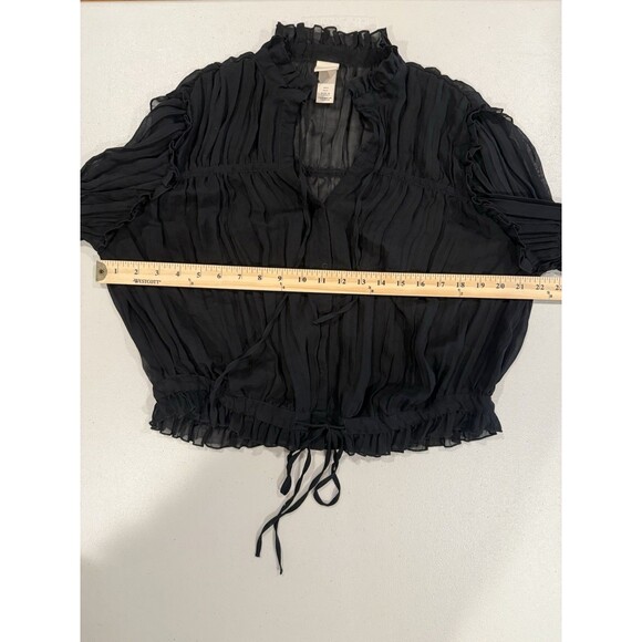 H&M Top Womens Small Black Sheer Party Evening Victorian Dark Romantic Vamp - Picture 4 of 6